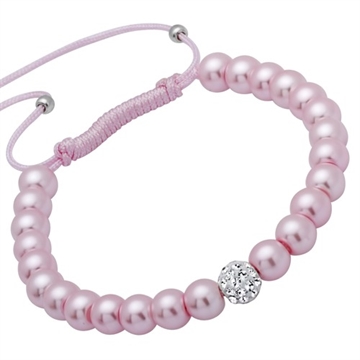 Armbånd tekstil m. glasperler og zirkonia