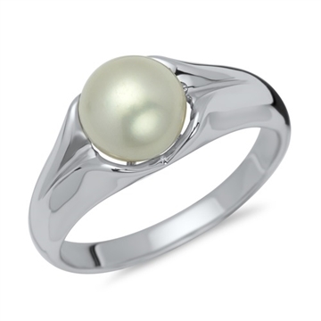 Ring i Sølv m. perle