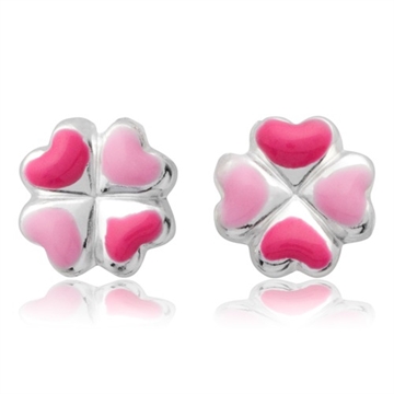 Ørestikke sølv m. firkløver og hjerter