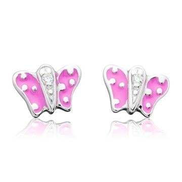 Ørestikker sølv m. sommerfugle