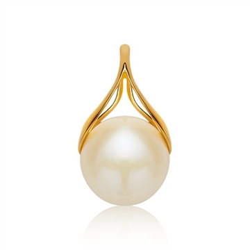 Forgyldt vedhæng m. perle
