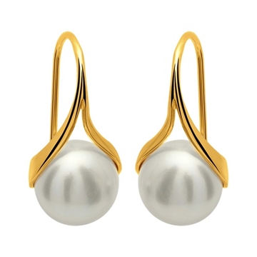 Forgyldt ørehænger m. perler