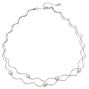 Collier sølv m. perler
