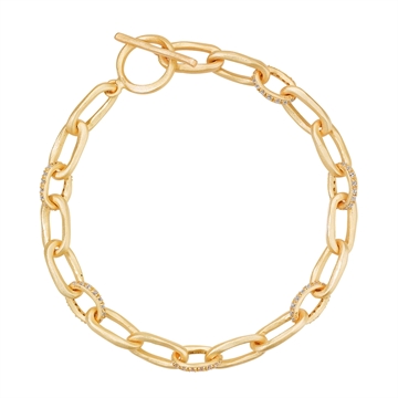 Forgyldt armbånd m. zirkonia