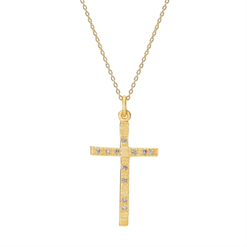 Forgyldt halskæde med kors
