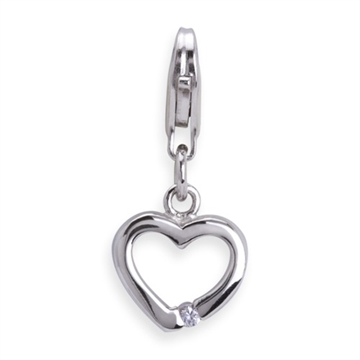 Charm i Sølv m. hjerte