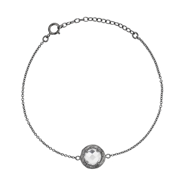 Armbånd sort sølv m. zirkonia