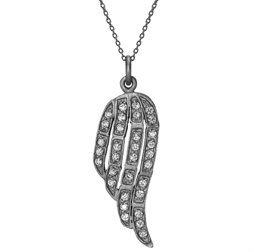 Collier sort sølv m. vinge