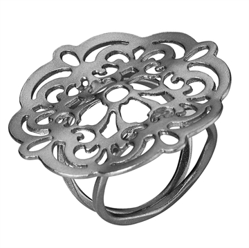 Filigran ring sort sølv