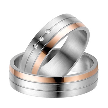 Vielsesringe i Stål & Rødguld