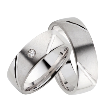 Vielsesringe i Sølv m. diamant