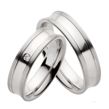 Vielsesringe i Sølv m. diamant