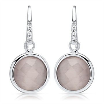 Ørehænger i Sølv m. facetsleben sten