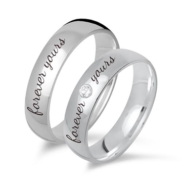 Vielsesringe i Sølv med udvendig gravering