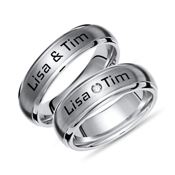 Vielsesringe i Titanium med udvendig gravering