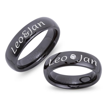 Vielsesringe i Keramik med udvendig gravering