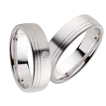 Vielsesringe i Sølv m. diamant