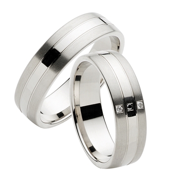 Vielsesringe i Sølv m. diamanter