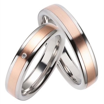 Vielsesringe i Stål & Rødguld