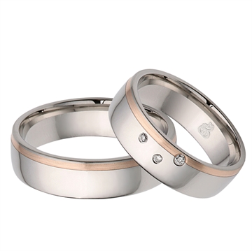Vielsesringe i Stål & Rødguld