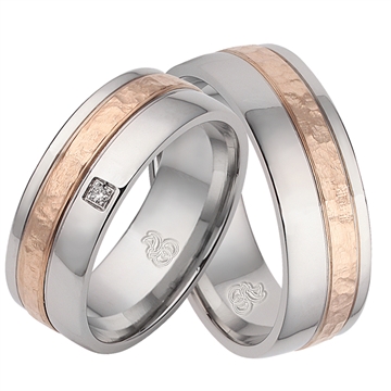 Vielsesringe i Stål & Rødguld