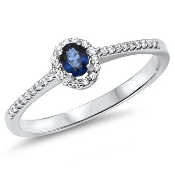 Ring 14 kt. hvidguld m. safir