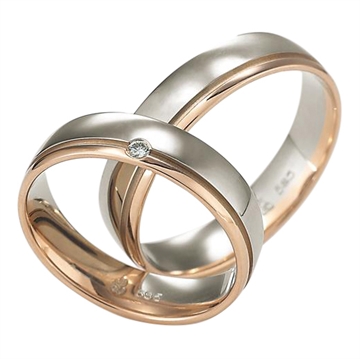 Vielsesringe i Palladium & Rødguld