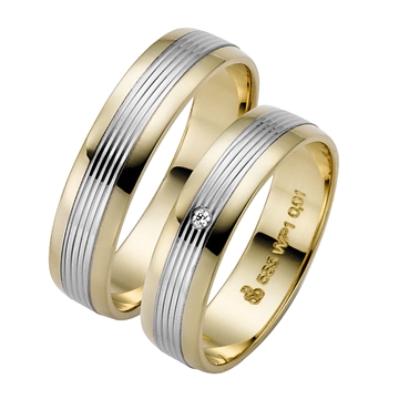 Vielsesringe i 8 kt. Guld & Hvidguld