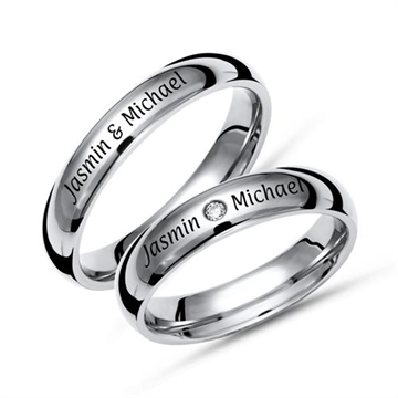 Vielsesringe i Titan - Udvendig gravering