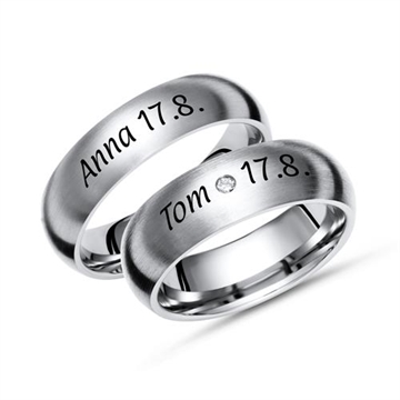 Vielsesringe i Titanium med udvendig gravering