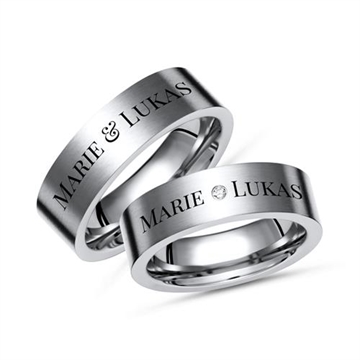 Vielsesringe i Titanium med udvendig gravering