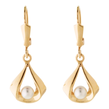 Ørehænger i Guld med perler