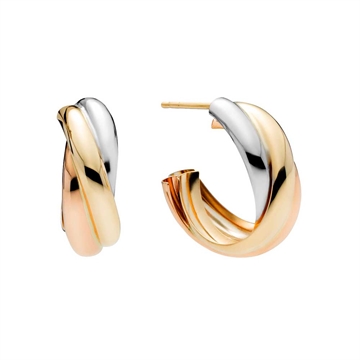 Ørestikker 14 kt. trefarvet guld