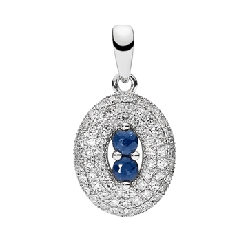 Vedhæng 14 kt. hvidguld m. safir og diamant