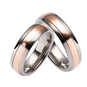 Vielsesringe i Titanium og Rødguld
