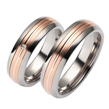 Vielsesringe i Titanium og Rødguld
