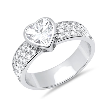 Ring i Sølv m. hjerte