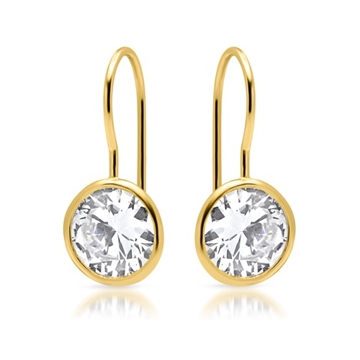 Forgyldt ørehænger m. zirkonia