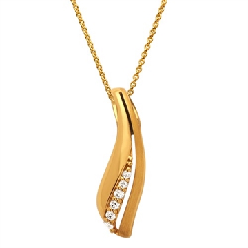 Vedhæng forgyldt m. zirkonia