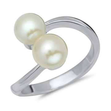 Ring sølv m. perler