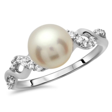 Ring i Sølv m. perle
