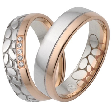 Vielsesringe i Palladium & Rødguld