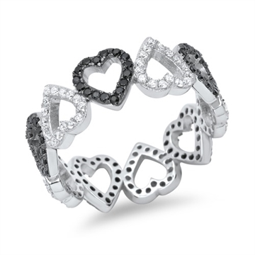 Ring sølv m. hjerter