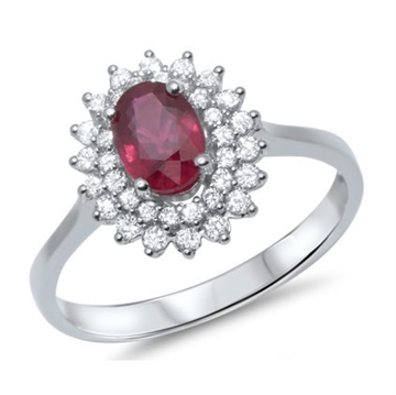 Ring 14 kt. hvidguld m. rubin