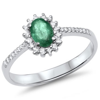 Ring 14 kt. hvidguld m. smaragd