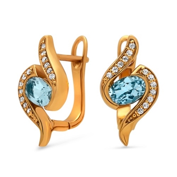 Ørestikker forgyldt m. topas