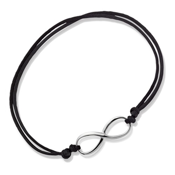 Sort armbånd i  tekstil m. sølv  figur