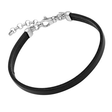 Sort læderarmbånd til mænd