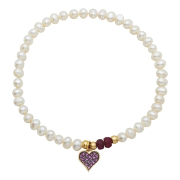 Armbånd m. perler og hjerte