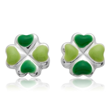 Ørestikker sølv m. firkløver og hjerter